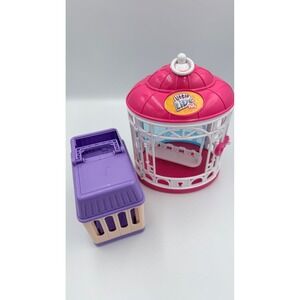 Little Live Pets Bird Cage and Portable Carrier Set Pink Purple Toy Accessories